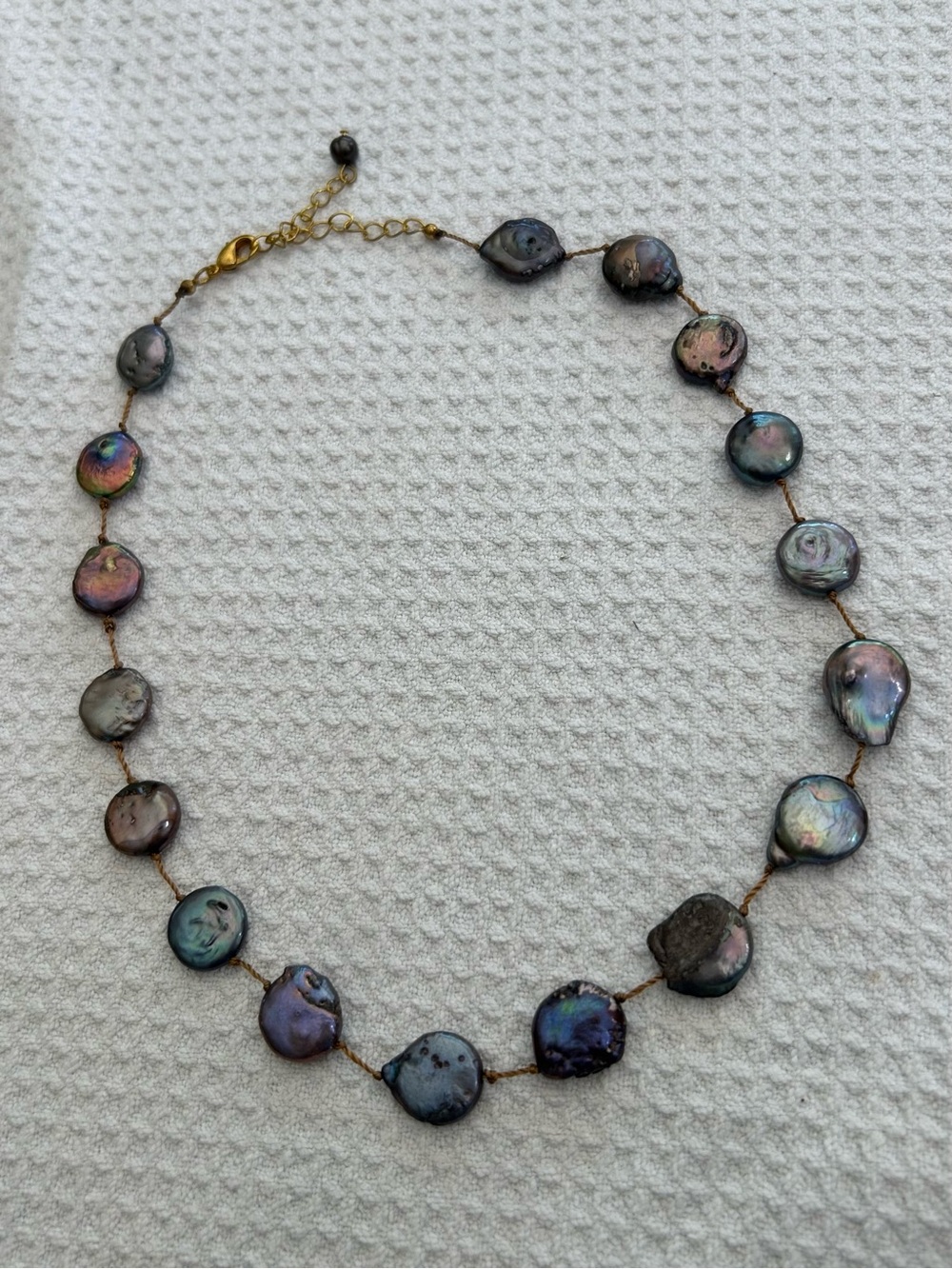 Handcrafted Iridescent Coin Pearl Necklace - Multi-Color